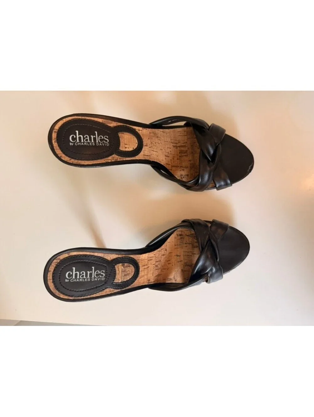 Vintage Charles David Leather Heels w/ Cork Heel (size 9)